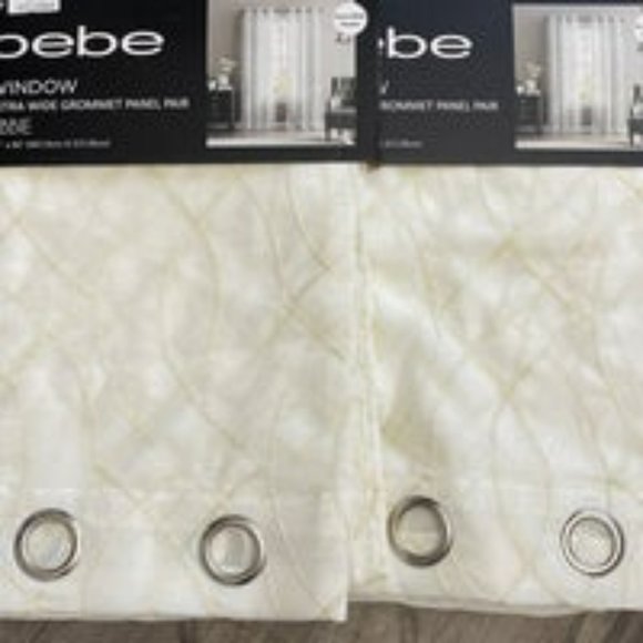 2 sets (4 panels )  Sheer cream and gold EXTRA WIDE window panels - Picture 9 of 11